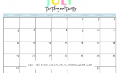 Free Printable 2020 Calendar So Beautiful Colorful