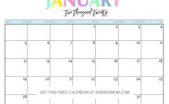 Free Printable 2020 Calendar So Beautiful & Colorful January