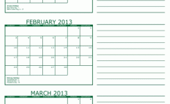 Free Printable 3 Month Calendar In Pdf Format Five Colors To Choose