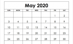 Free Printable May 2020 Calendar Blank Template Pdf, Word, Excel