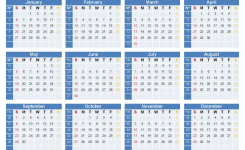 Full Year Calendar 2019 Printable 12 Month On 1 Page Us Edition