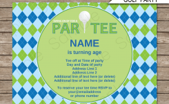 Golf Party Invitations Template Blue Green Themed Parties