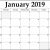 Blank January 2019 Calendar Template