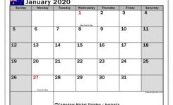 January 2020 Calendar, Australia – Michel Zbinden En