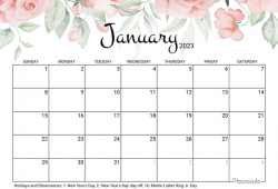 January 2023 Calendar Blank
