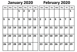 January February 2020 Calendar