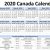 January February 2021 Calendar Canada