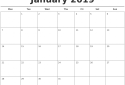 Free Printable Blank Monthly Calendar 2019