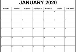 January Printable Calendar 2020
