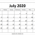 July 2020 Calendar Fillable