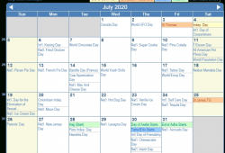 July 2020 Calendar With Holidays