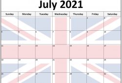 July 2021 Calendar UK