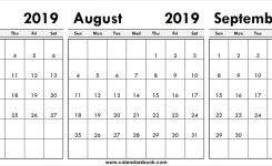 July August September 2019 Calendar Template 3 Month Printable