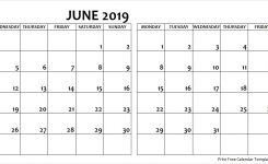 June July 2019 Calendar Monday Start Editable Two Months Template