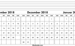 Kalender 2018 November Dezember 2019 Januar Vorlage 3 Monate