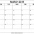 Monthly Calendar March 2019