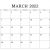 March 2022 Calendar Editable Printable