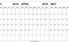 March April May 2019 Calendar Printable March April May