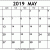 2019 May Calendar Template