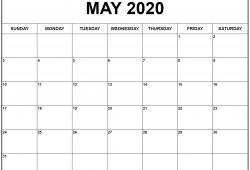 Blank May 2020 Calendar Printable