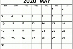 Blank Calendar May 2020