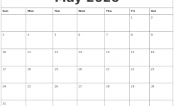 May 2020 Free Printable Monthly Calendar