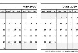 2020 May June Calendar