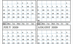 May June July And August 2019 Calendar July Month Calendar 2019