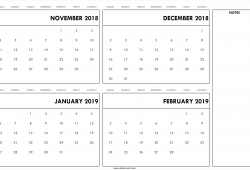 Calendar January And February 2019