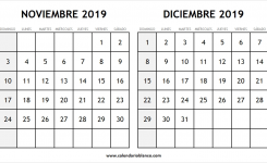 Noviembre Diciembre 2019 Calendario Calendario En Blanco