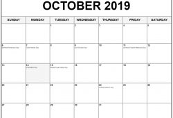 October 2019 Calendar Holidays