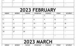Print Calendar February March 2023