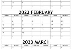 Print Calendar February March 2023