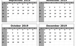 Print Four Month September October November December 2019 Calendar