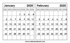 Print January February 2020 Calendar Template 2 Month Calendar