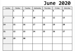 June 2020 Calendar To Print
