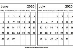 Printable June July 2020 Calendar