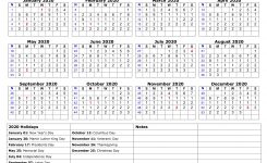 Printable 2020 Monthly Calendar With Us Holidays Free Download