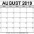 Calendar 2019 August