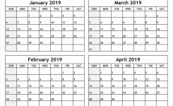 Printable Blank Four Month January February March April 2019