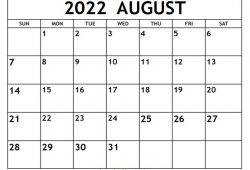 Printable Calendar Aug 2022