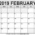 February 2019 Calendar Print