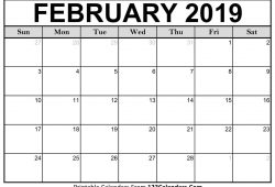 Feb 2019 Calendar