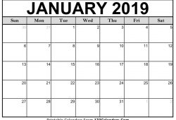 Printable Calendar Jan 2019