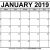 Calendar For January 2019