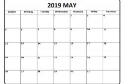Blank May Calendar 2019