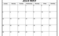 Printable May 2019 Calendar Landscape And Vertical Free Printable