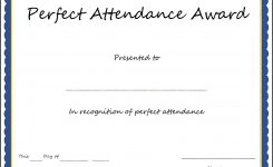 Printable Perfect Attendance Certificate Template Gift Doc960720