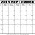 Calendar For September 2018