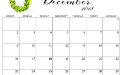 Printable Template 2018 Calendar December Monthly And Weekly